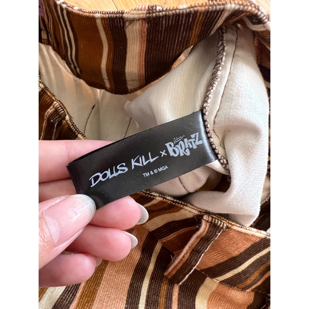 Dolls Kill x Bratz Striped Brown Corduroy Bootcut Pants High Rise Womens Size M - Picture 4 of 12